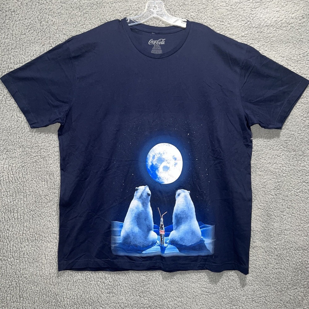 NWOT Coca Cola‎ T Shirt Men's 3XL XXX Blue Polar Bears Sit Moon Share Bottle Tee